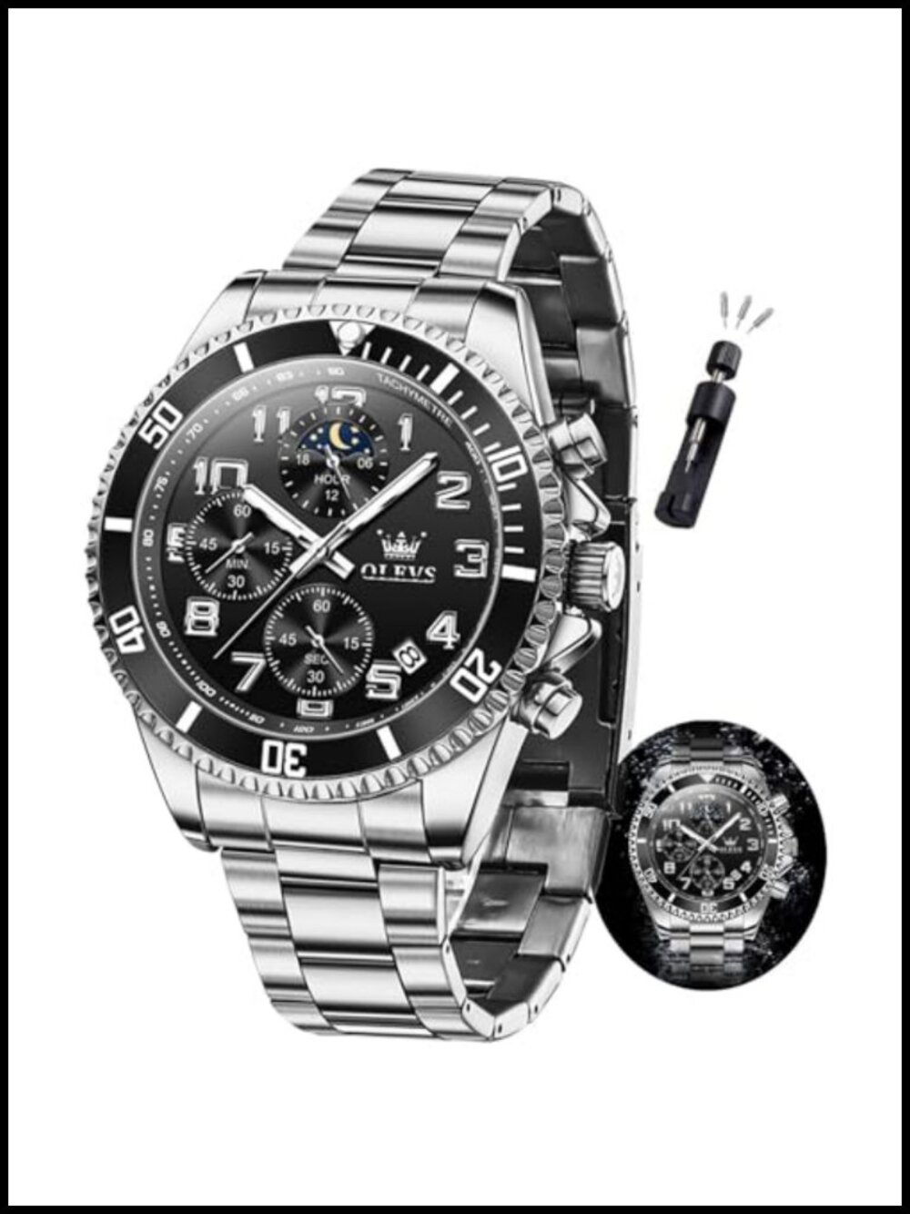 Men's Luxury Chronograph Watch Stainless Steel Luminous Waterproof Quartz Analog